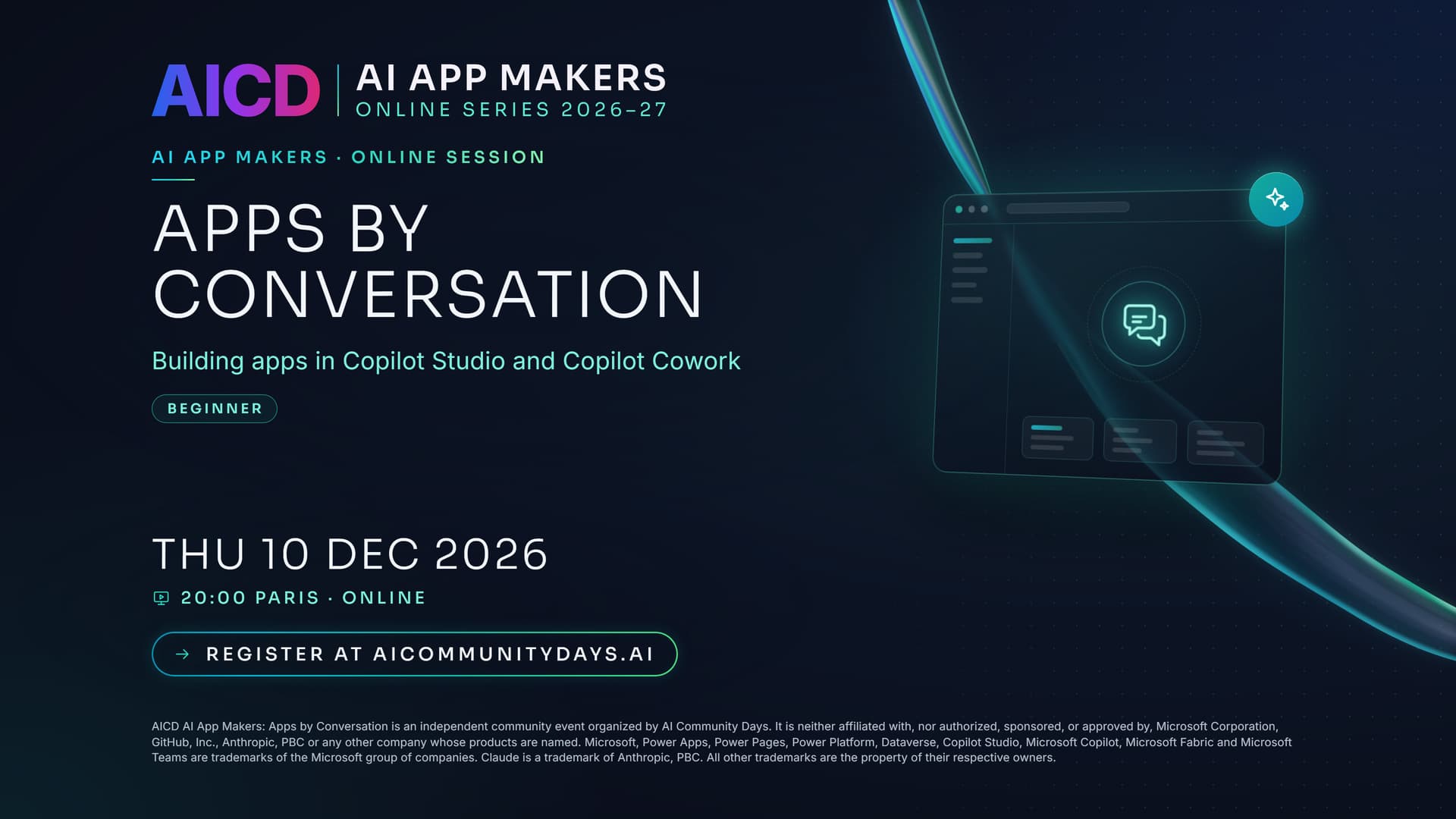 Event poster for AICD AI App Makers: Apps by Conversation