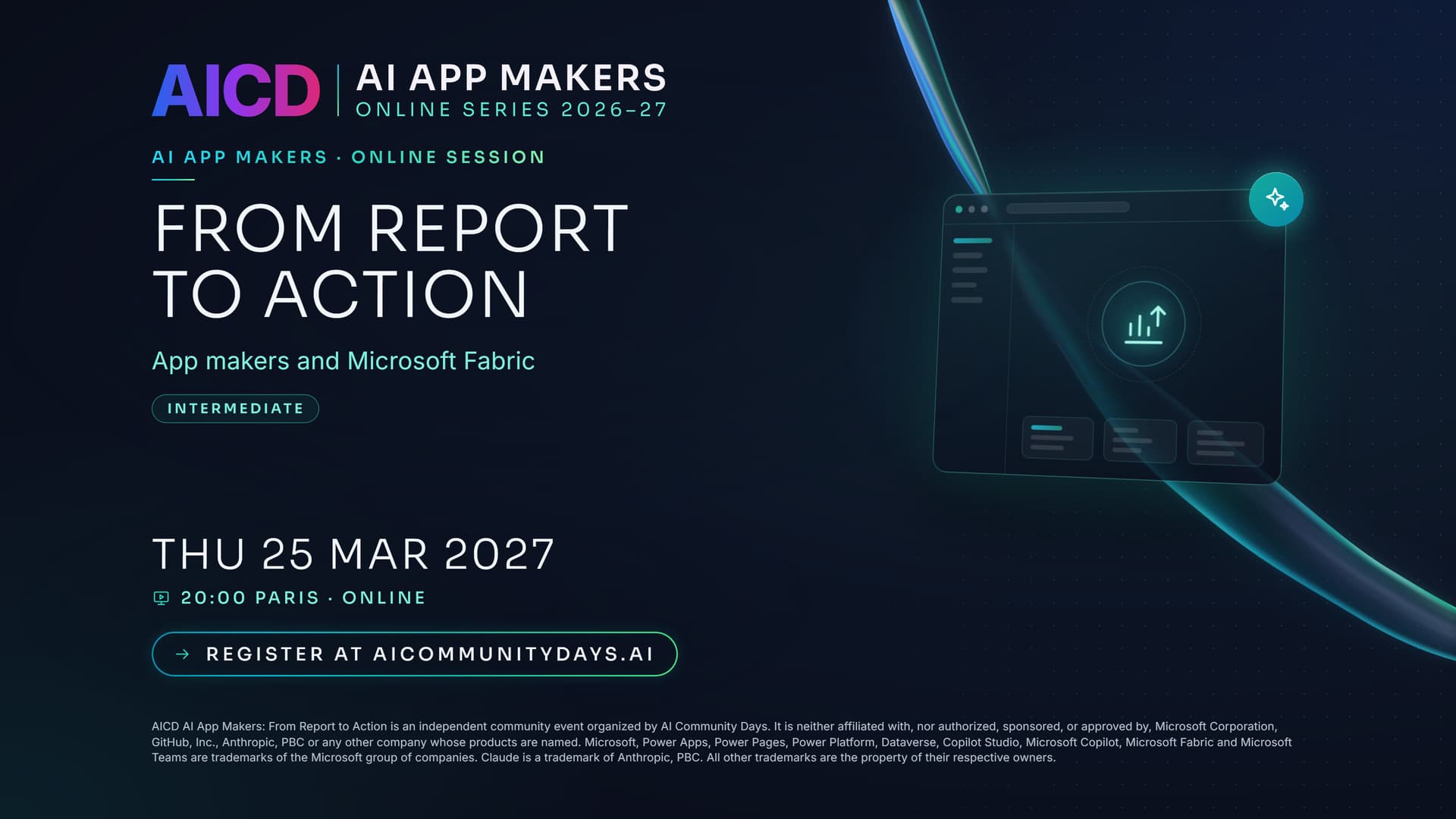 Event poster for AICD AI App Makers: From Report to Action