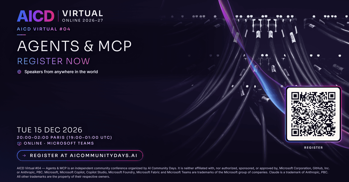 Event poster for AICD Virtual #04 — Agents & MCP