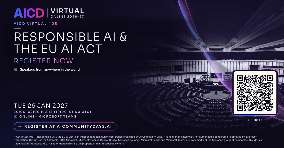 Event poster for AICD Virtual #08 — Responsible AI & the EU AI Act